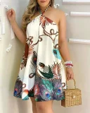 EVE Off Shoulder Tie Up Print Dress GSZE-ST22079