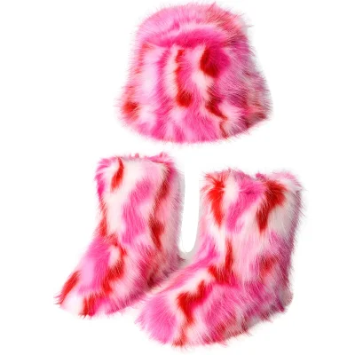 EVE Colorful Fuzzy Fisherman's Hat + Warm Snow Boots NGZR-333