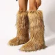 EVE Winter Warm Flat-Heeled Over-the-Knee Furrzy Boots NGZR-xuezi-2025