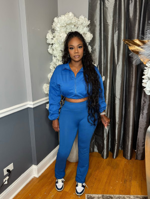 EVE Solid Color Cardigan Two Piece Pants Set SH-391438