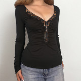 EVE Sequin Patchwork Ruched Tops GWEN-JWJT45387