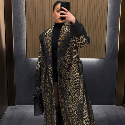 EVE Leopard Print Belt Trench Coat XEF-K25C82416