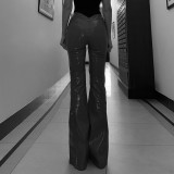 EVE PU Leather Micro Flare Pants GPKJ-MR45465