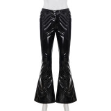 EVE PU Leather Micro Flare Pants GPKJ-MR45465