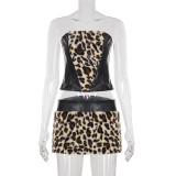 EVE Leopard Furrzy Patchwork Skirt Suit GPKJ-MR27257/45634