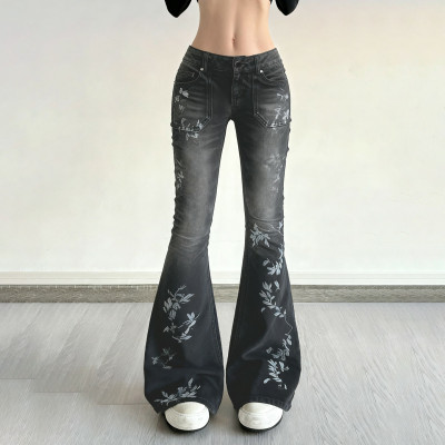 EVE Vintage Floral Print Flare Jeans GWEN-JMHP43288