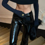 EVE PU Leather Micro Flare Pants GPKJ-MR45465