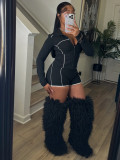 EVE Zipper Long Sleeve Short Suit CH-25103