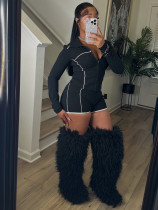 EVE Zipper Long Sleeve Short Suit CH-25103