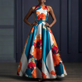 EVE Sleeveless Print Big Swing Maxi Dress GXRF-QC122