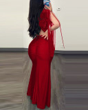 EVE Tassel Sleeve Sequin Split Maxi Dress GXRF-QC088