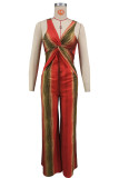 EVE Deep V Neck Print Maxi Dress XHXF-472
