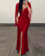 EVE Tassel Sleeve Sequin Split Maxi Dress GXRF-QC088