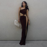 EVE Single Shoulder High Split Maix Dress GXRF-QC025