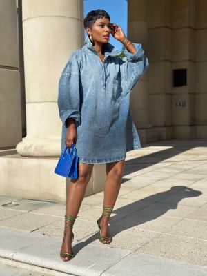 EVE Loose Gradient Denim Mini Dress GYLN-8040