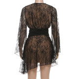 EVE V Neck Lace Patchwork Skirt Suit XEF-K25S82803