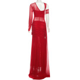 EVE Single Shoulder Long Sleeve Maxi Dress XEF-K25D82042