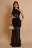 EVE Solid Color Single Shoulder Maxi Dress GTYZ-7590