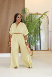 EVE Solid Color Half Sleeve Pant Suit GTYZ-7589