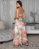 EVE Strapless Chiffon Print Long Skirt Two-Piece Set GTYZ-7587