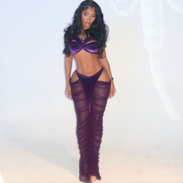EVE Patchwork See Through Two Piece Skirts Set XEF-K25S84905