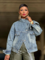 EVE Stand Collar Denim Jackets GYLN-8755