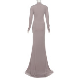 EVE Solid Color Ruched Maxi Dress XEF-K25D81894