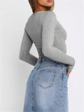 EVE Solid Color Short T Shirt GZYF-1090