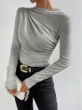EVE Long Sleeve Ruched T Shirt GZYF-1007