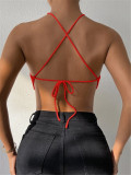 EVE Tie Up Halterneck Backless Knits Tank Tops GZYF-1009