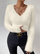 EVE Solid Color V Neck Sweater GZYF-1105
