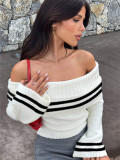 EVE Flare Sleeve Knits Off Shoulder Sweater GZYF-1161