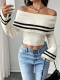 EVE Flare Sleeve Knits Off Shoulder Sweater GZYF-1161
