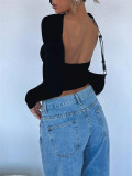 EVE Long Sleeve Backless Tops GZYF-1133