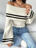 EVE Flare Sleeve Knits Off Shoulder Sweater GZYF-1161