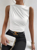 EVE Ruched Sleeveless T Shirt GZYF-1057