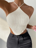 EVE Tie Up Halterneck Backless Knits Tank Tops GZYF-1009