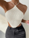 EVE Tie Up Halterneck Backless Knits Tank Tops GZYF-1009