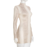 EVE Snake Print Long Sleeve Mini Dress MXBF-J25DS369