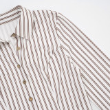 EVE Stripe Shirt Two Piece Skirts Set MXBF-Y25ST429