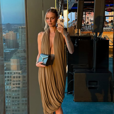 EVE Irregular Ruched Backless Maxi Dress GZJQ-K25D82819