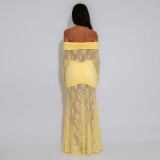 EVE Lace Patchwork Ruched Maxi Dress GZIY-6298