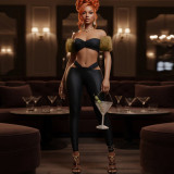 EVE Sexy Patchwork Two Piece Pants Set GZJQ-K25S84907