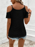 EVE Off Shoulder Patchwork Knits T Shirt GZYF-1183