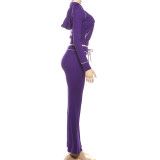 EVE Solid Color Hooded Two Piece Pants Set GZJQ-K25S83732