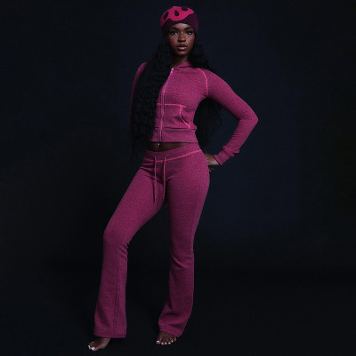 EVE Solid Color Hooded Two Piece Pants Set GZJQ-K25S83732