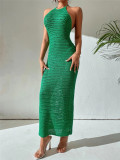EVE Backless Tie Up Knits Maxi Dress GZYF-1115