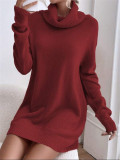 EVE Solid Color Loose Knits Sweater Dress GZYF-1068