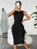 EVE Sleeveless Drawstring Ruched Long Dress GZYF-1136