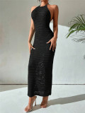 EVE Backless Tie Up Knits Maxi Dress GZYF-1115